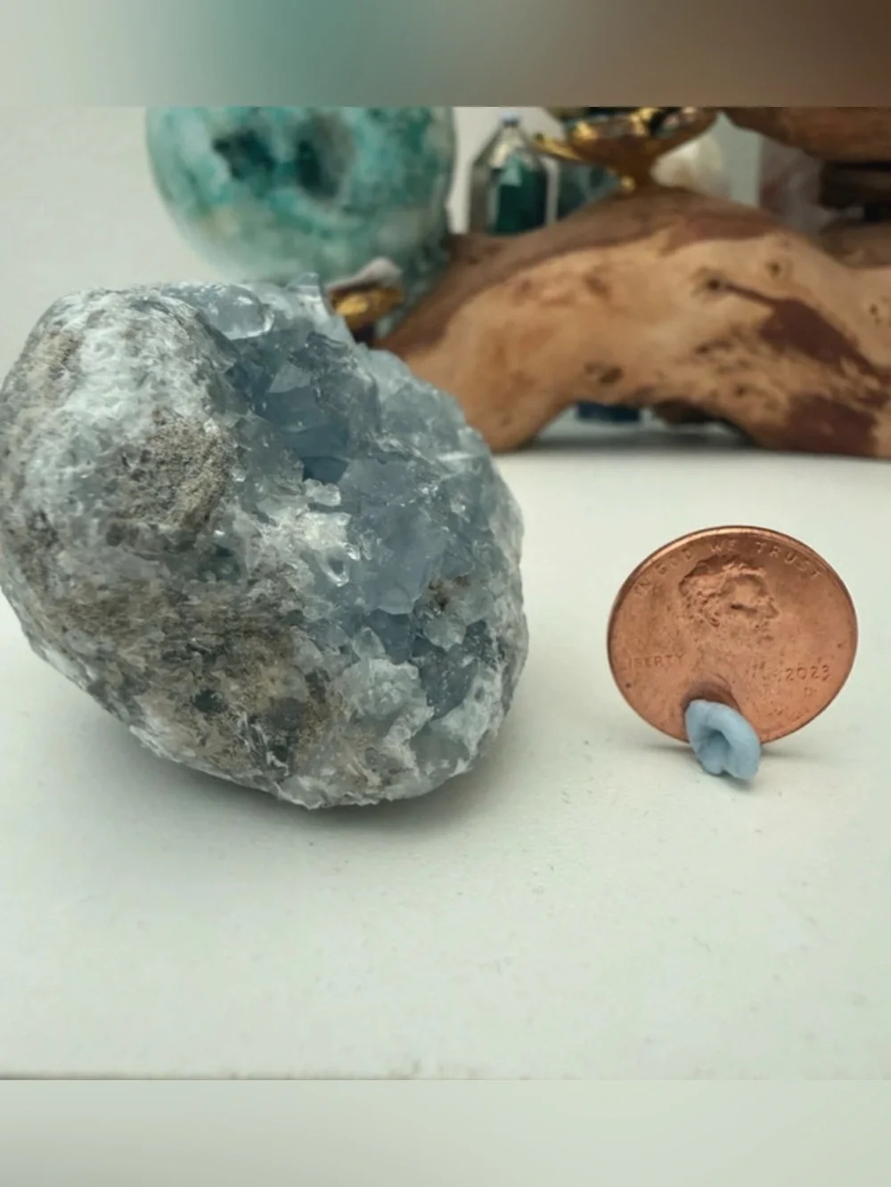 Raw Blue Celestite Geode Cluster Specimen Madagascar Deep Pocket